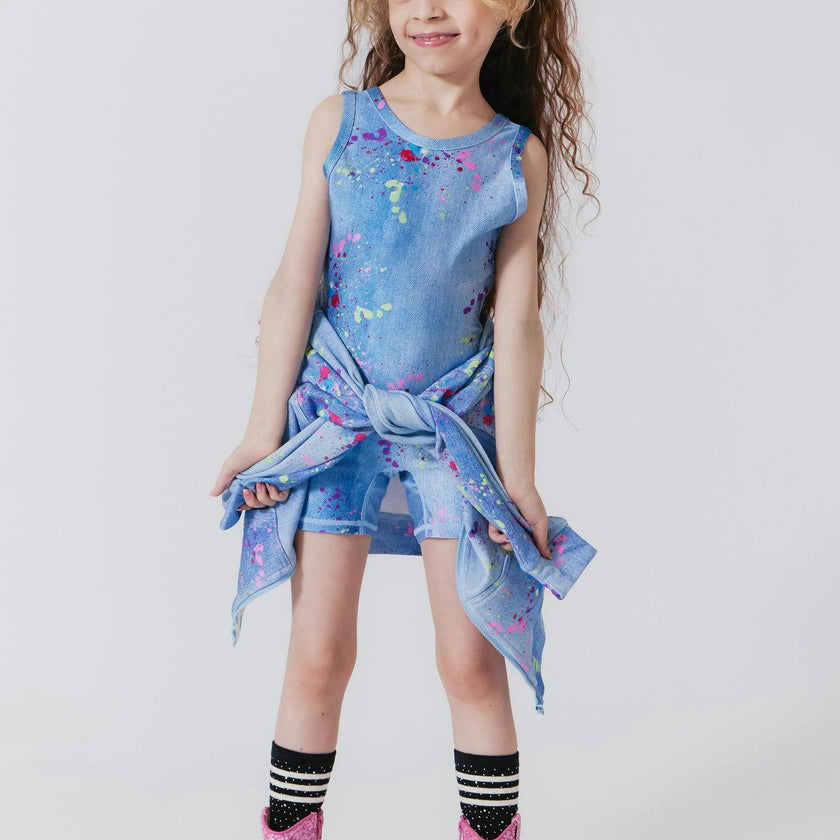 Girls Thick Straps Mid Back Cut Out Leotard