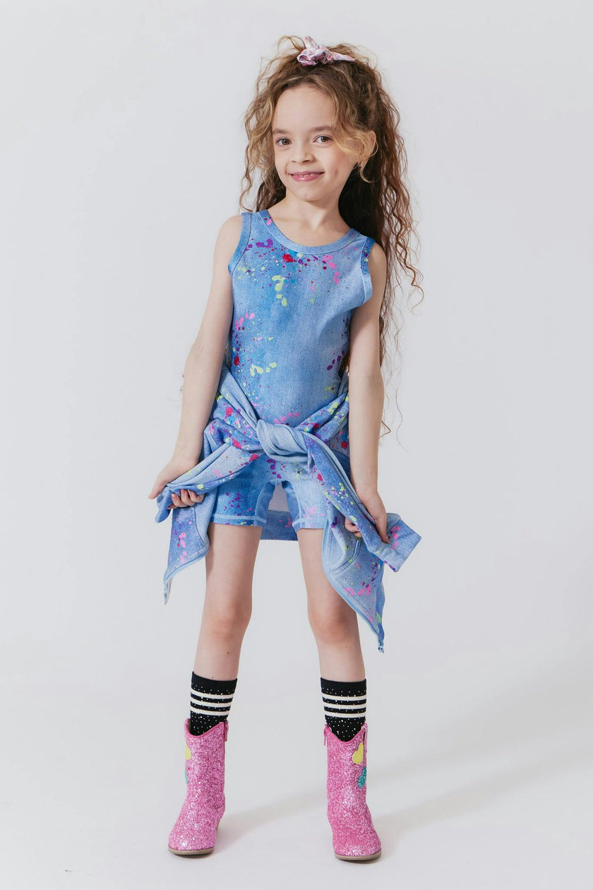 Girls Thick Straps Mid Back Cut Out Leotard