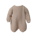 Baby Basketweave Knit Romper Taupe