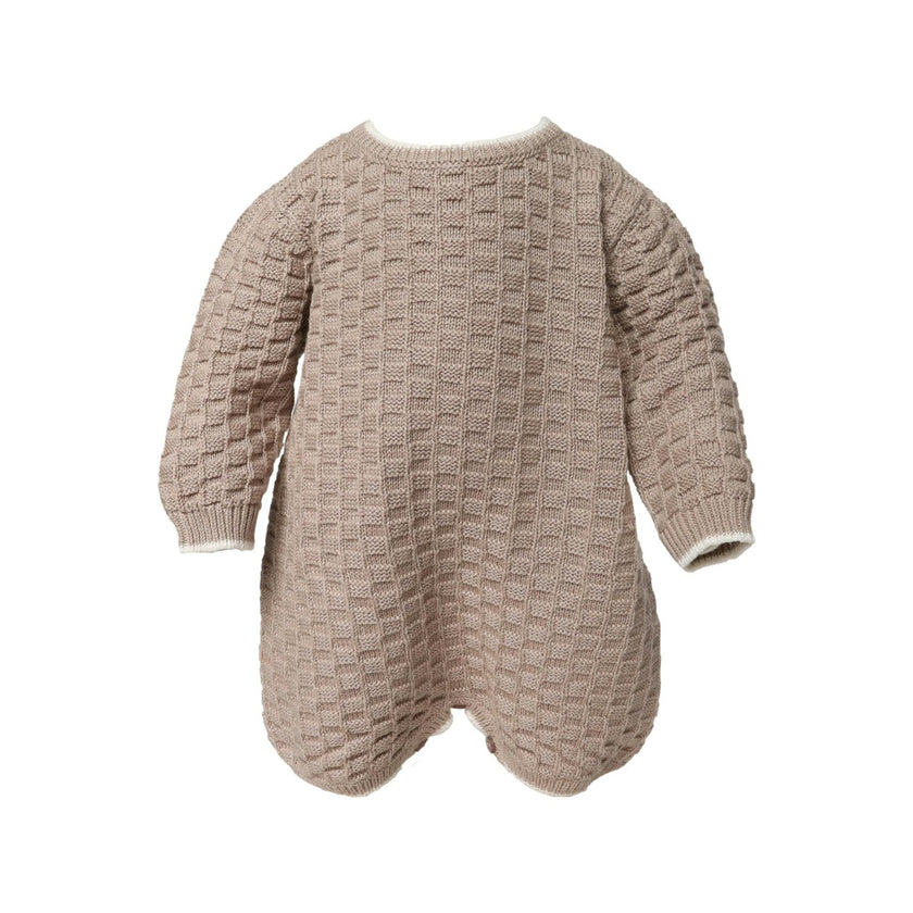Baby Basketweave Knit Romper Taupe