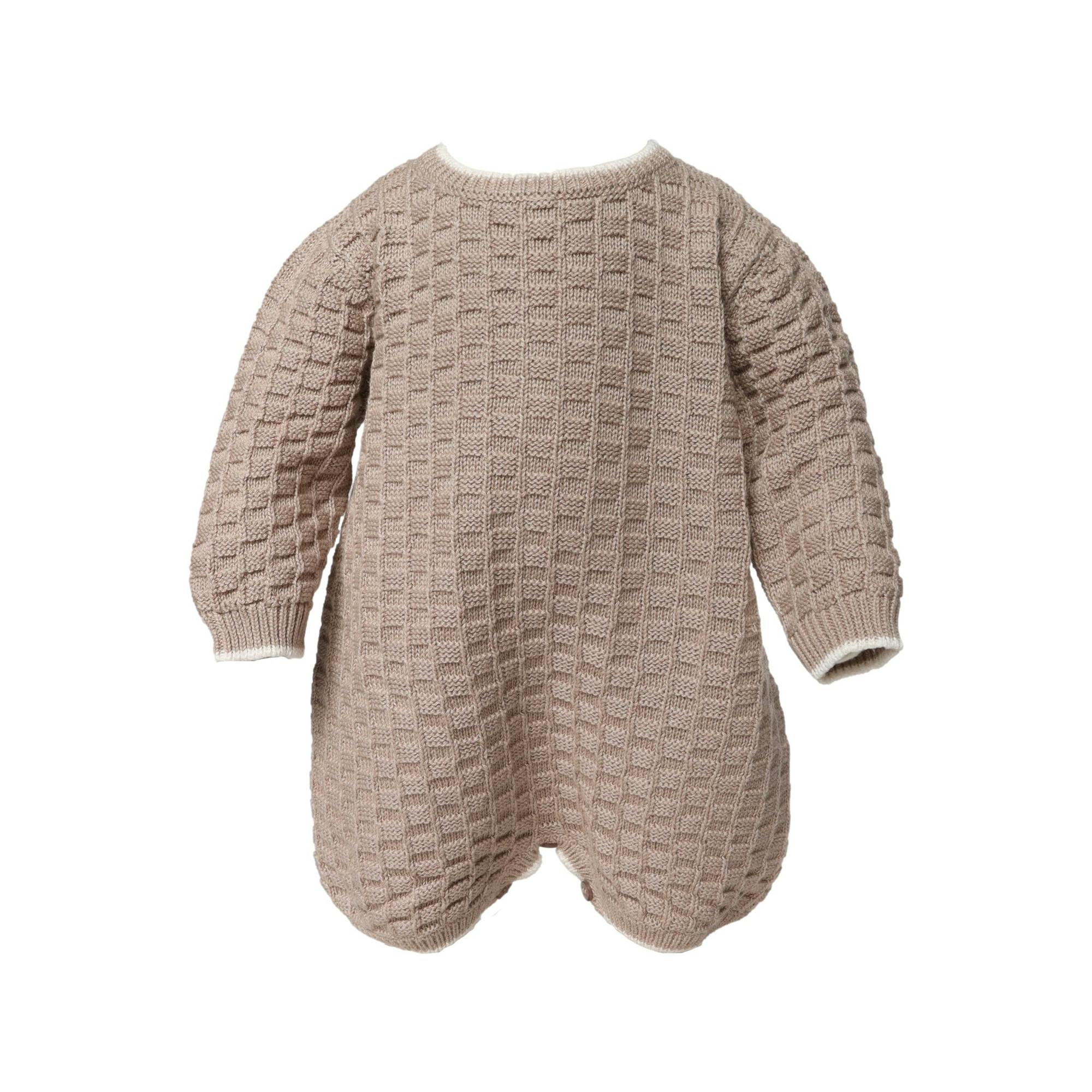 Baby Basketweave Knit Romper Taupe