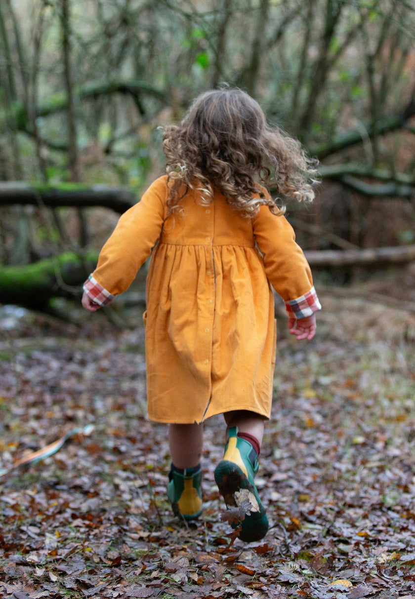 Sunflower Reversible Corduroy Pocket Dress, Gold