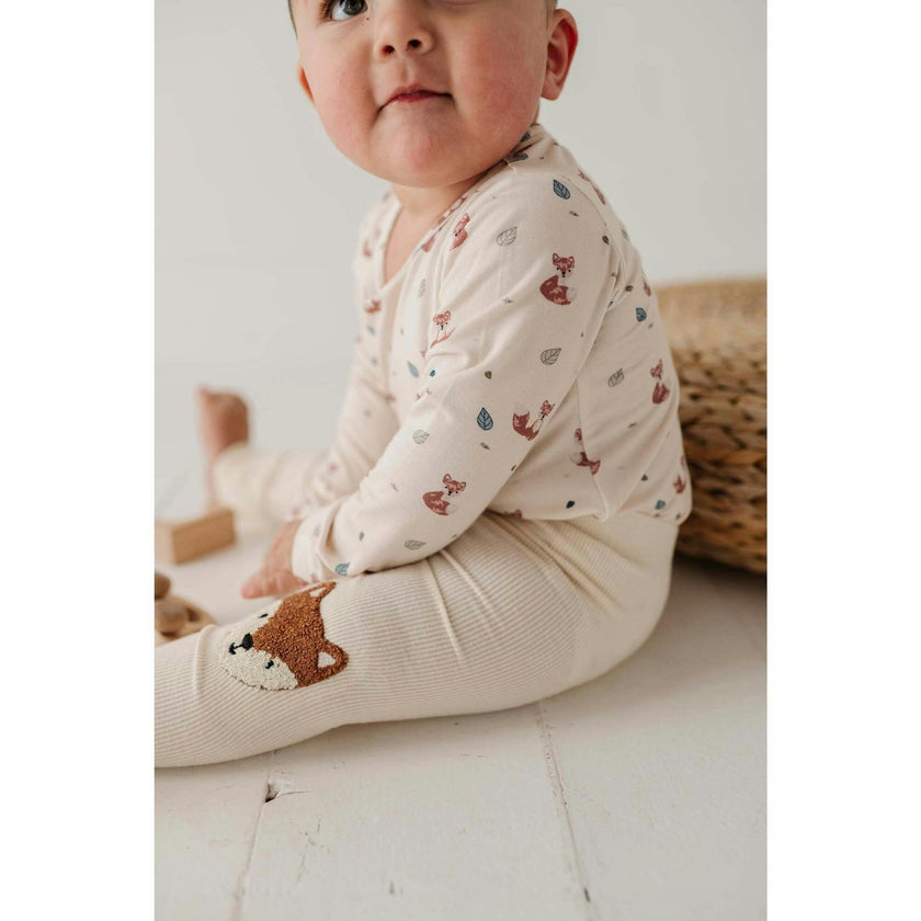 Baby Girl Patch Ribbed Leggings