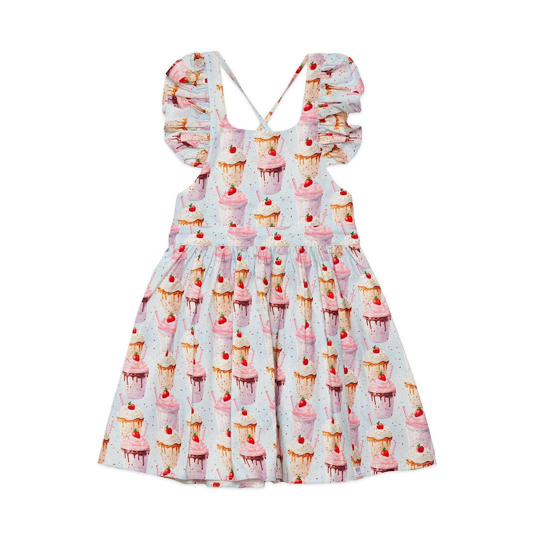 Ruffle Sleeve Dress in Milkshakes