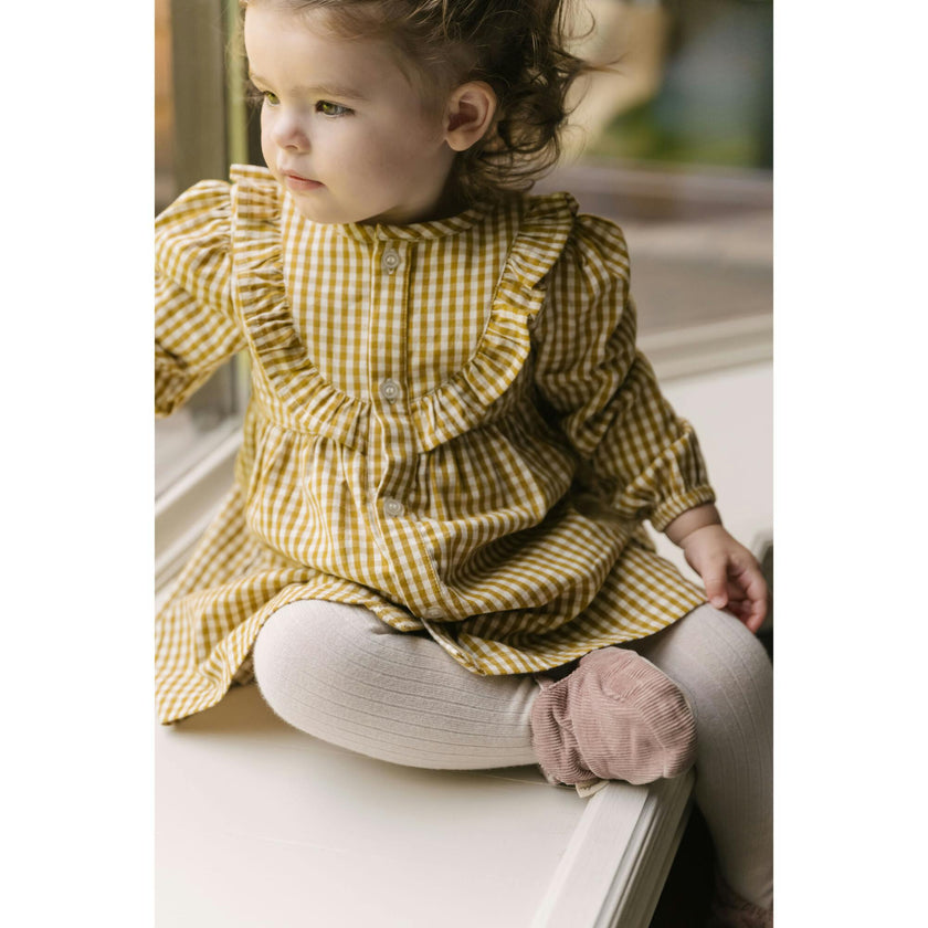 Dijon Gingham Dress, Yellow