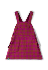 Pink Flowers Reversible Pinafore Dress, Purple