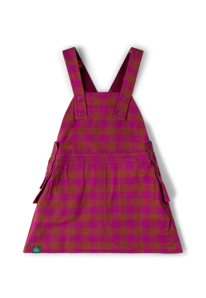 Pink Flowers Reversible Pinafore Dress, Purple