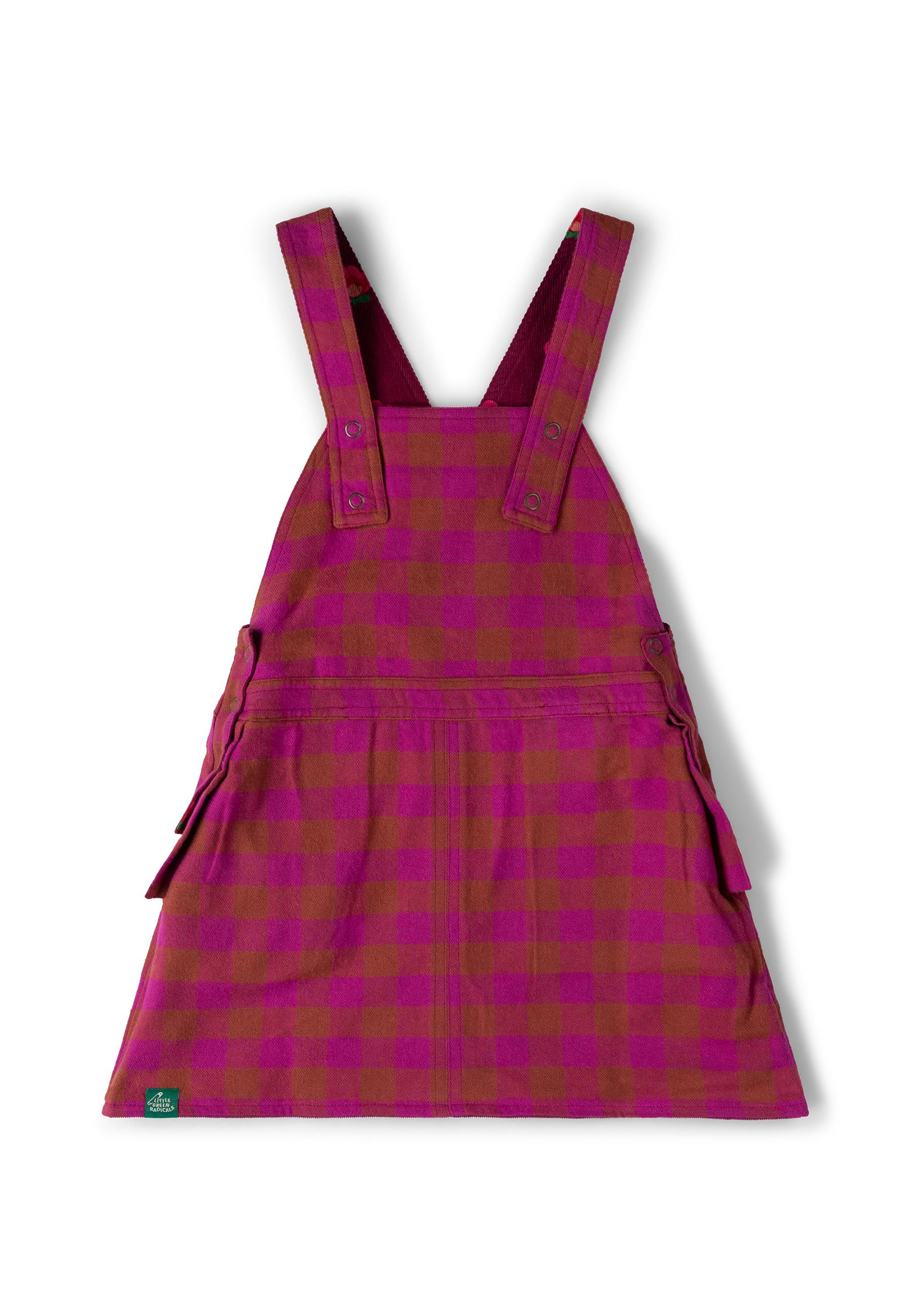 Pink Flowers Reversible Pinafore Dress, Purple
