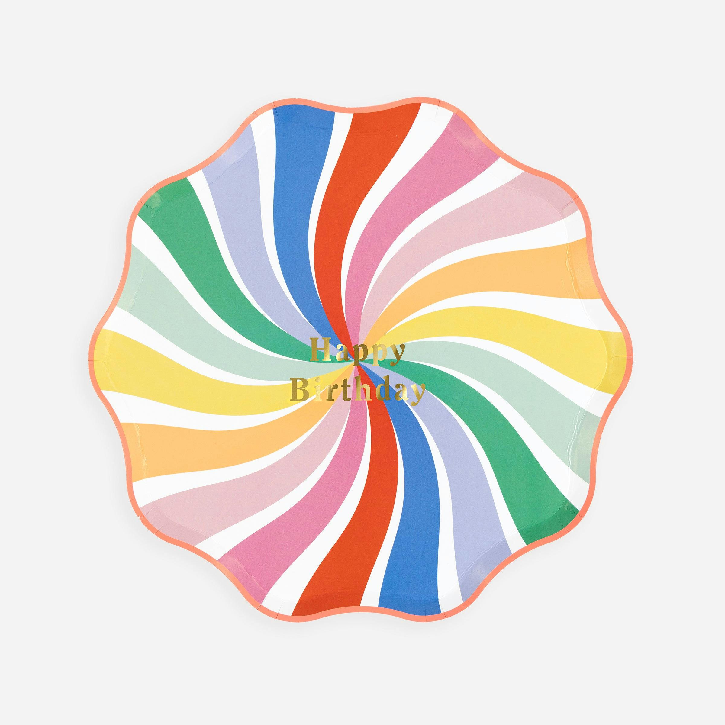 Rainbow Swirl Happy Birthday Side Plates