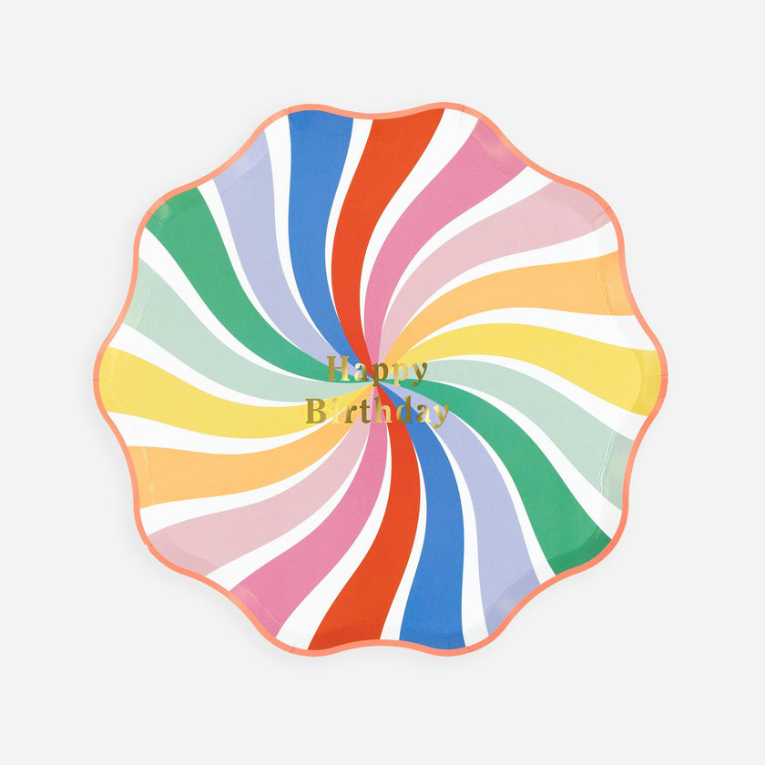 Rainbow Swirl Happy Birthday Side Plates