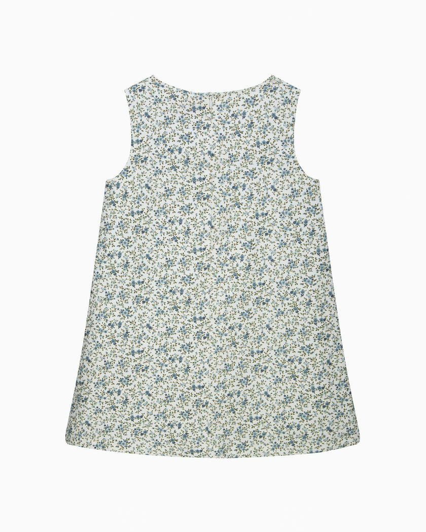 Cord Ditsy Floral Pinafore in Blue