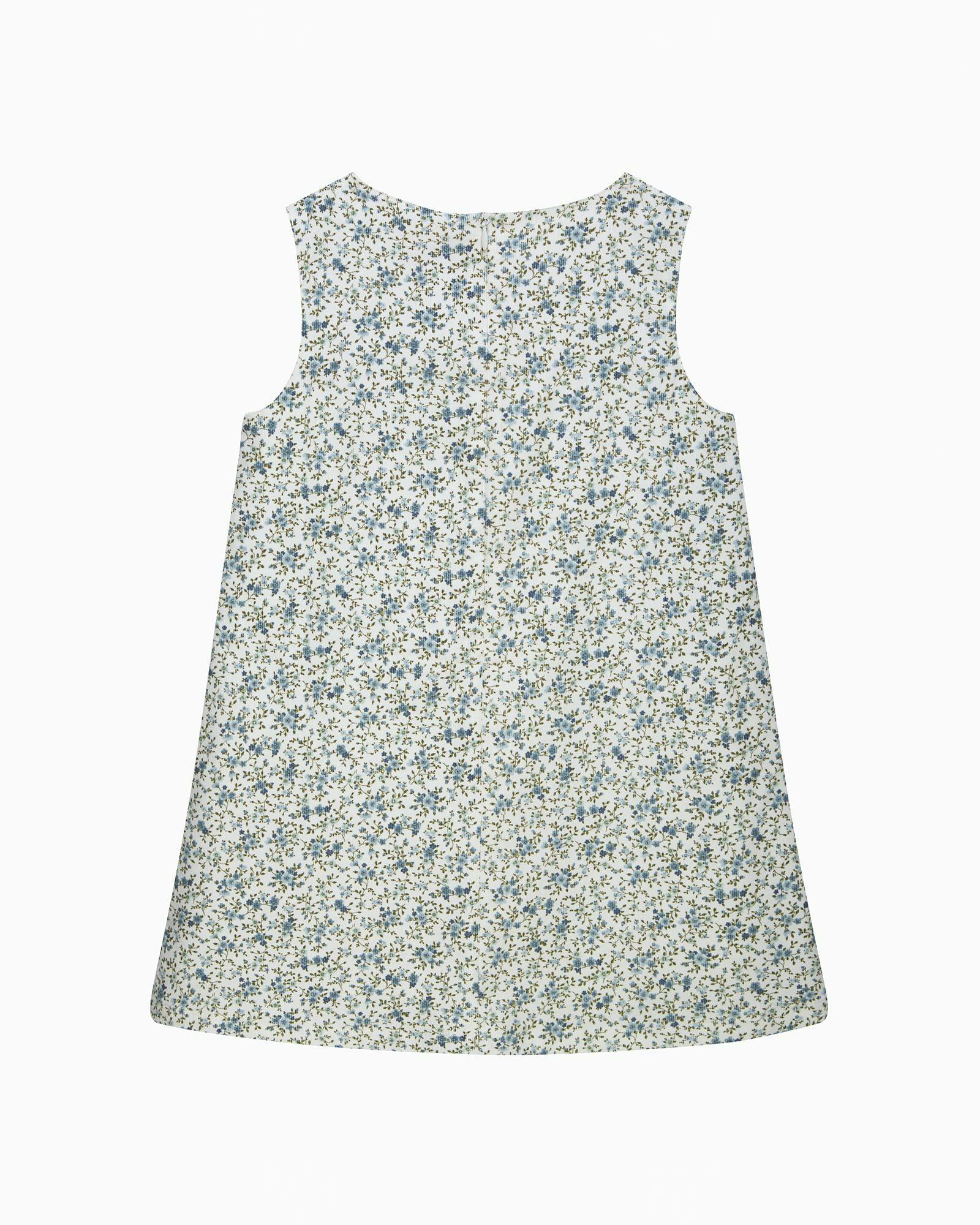 Cord Ditsy Floral Pinafore in Blue
