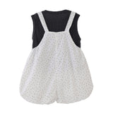 White Dotted Overall Set