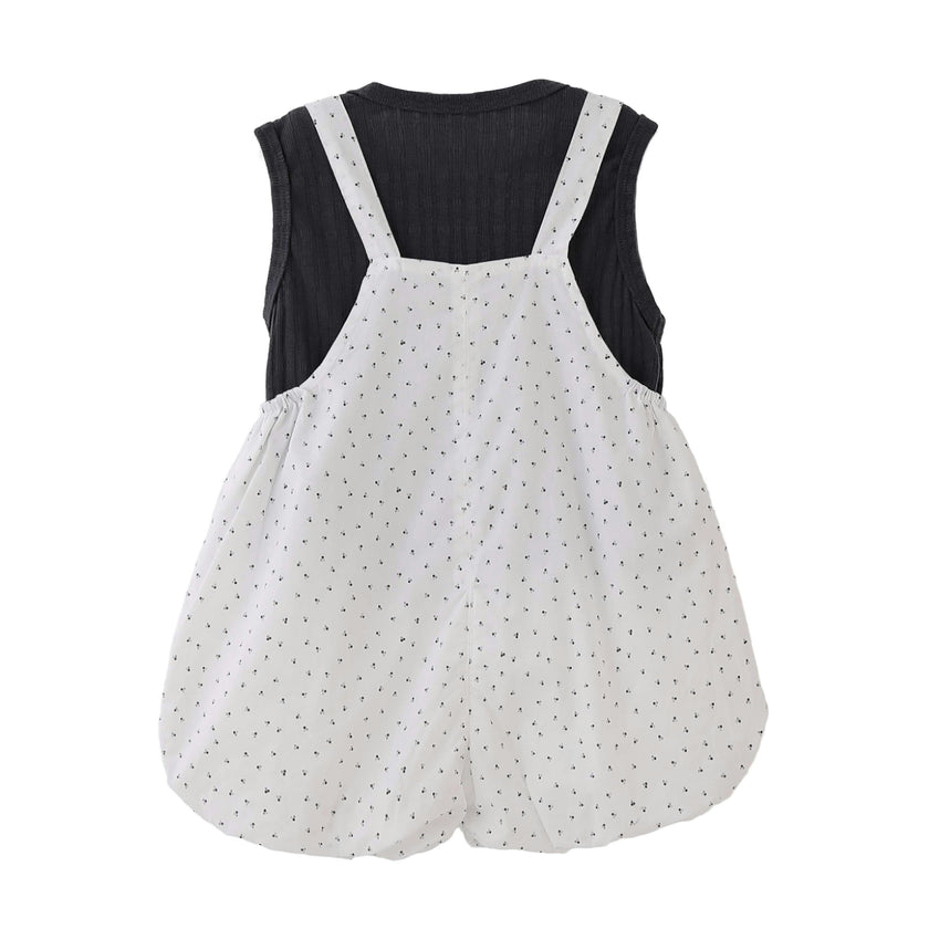 White Dotted Overall Set