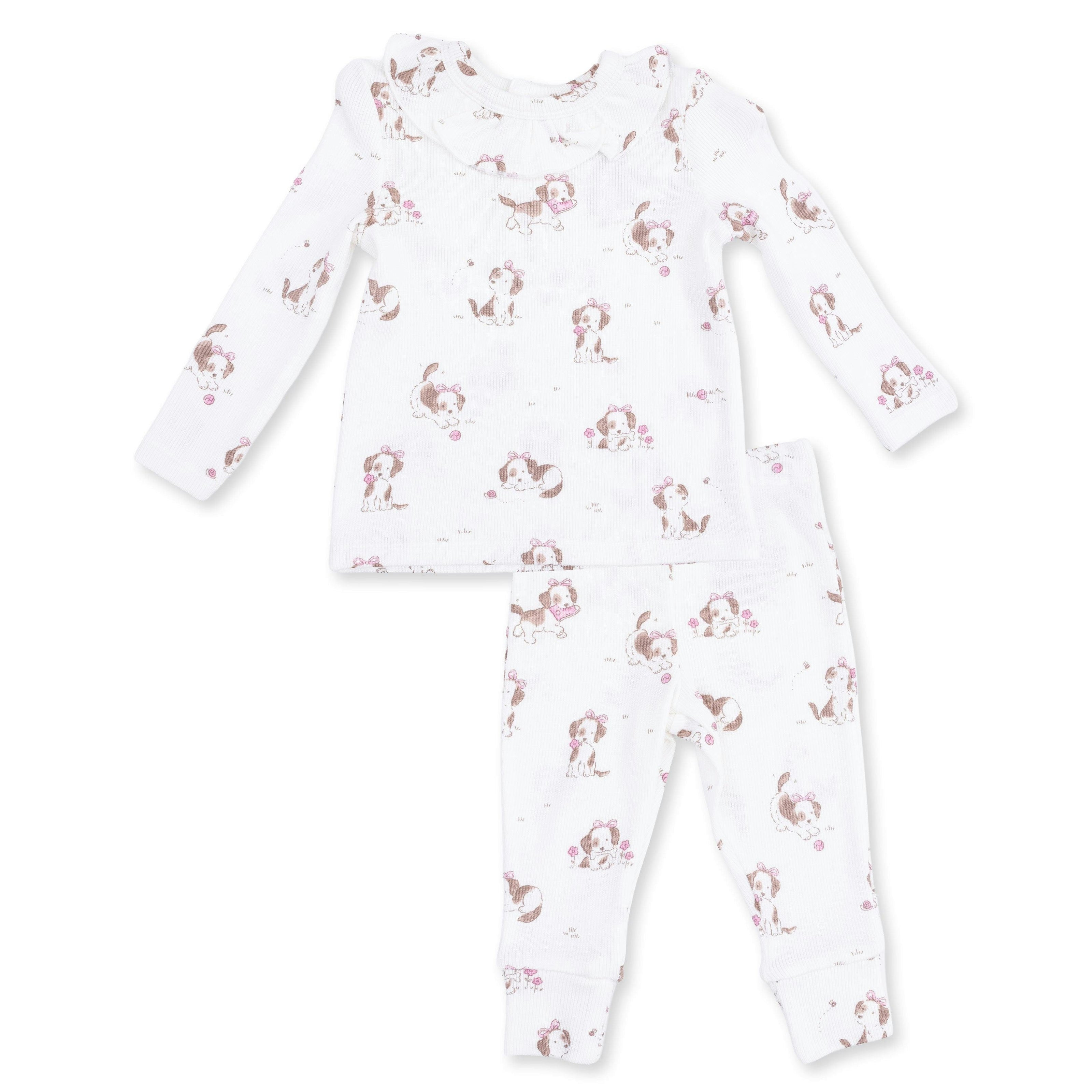 Explorer Puppy Pink - Long Sleeve Ruffle Top and Pant