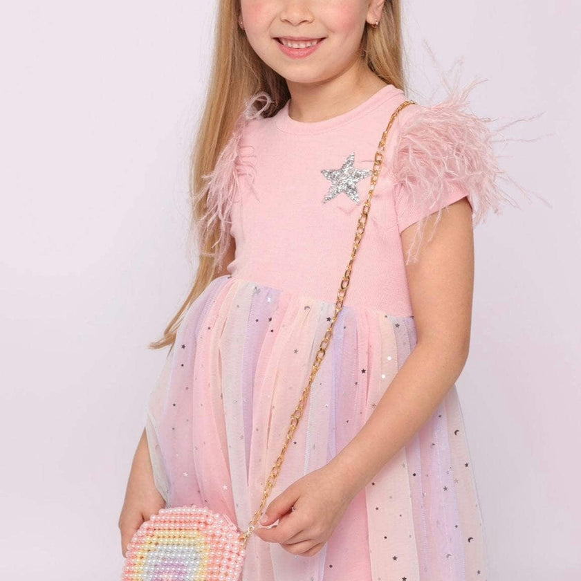 Shining Star Feather Tutu Dress