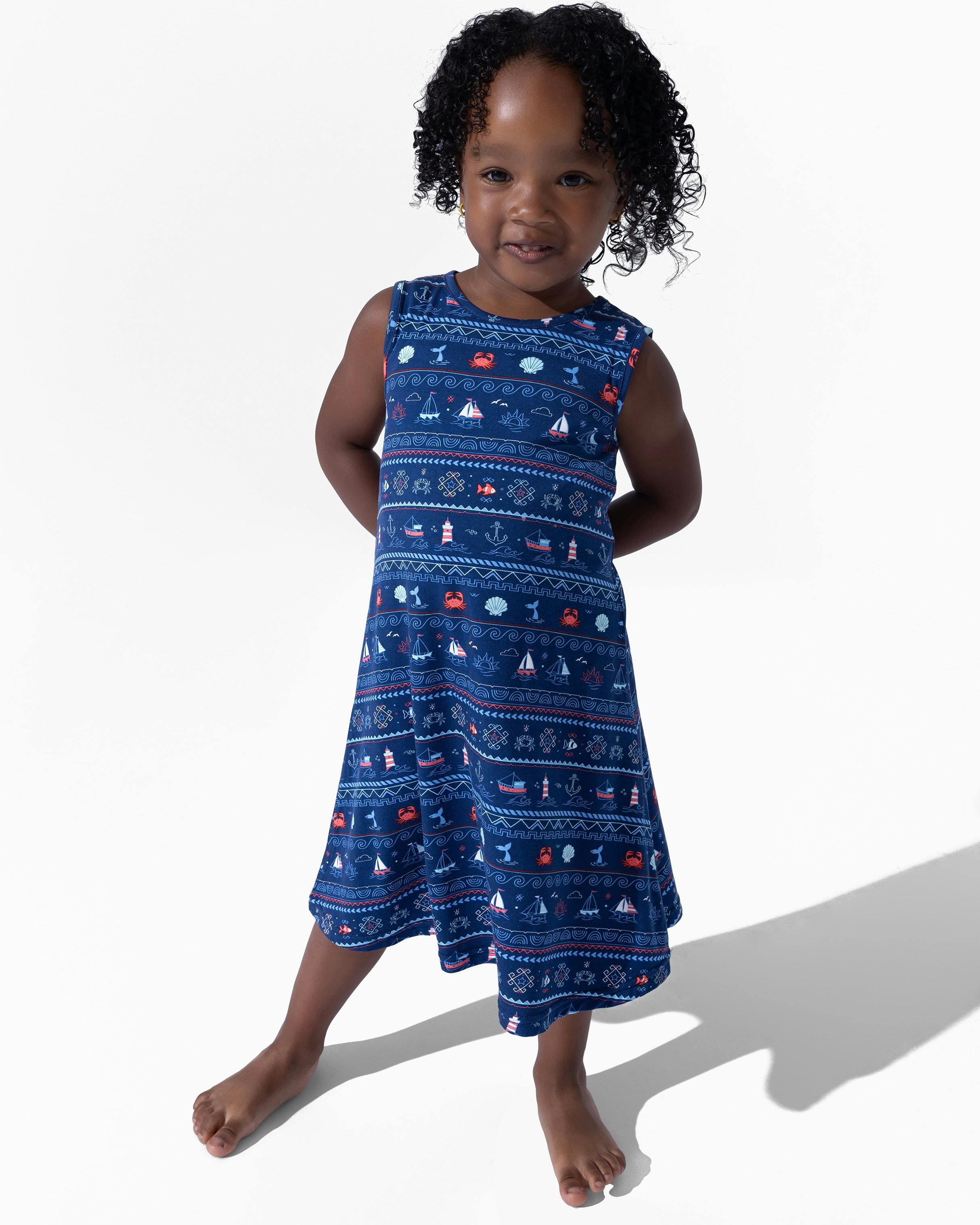 Sail Away Fair Isle Bamboo Girls' Sleeveless Dress