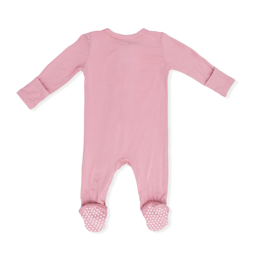 Solid Rose Elegance - 2 Way Zipper Footie