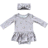 Girl's Bodysuit Dress Set Winter Floral