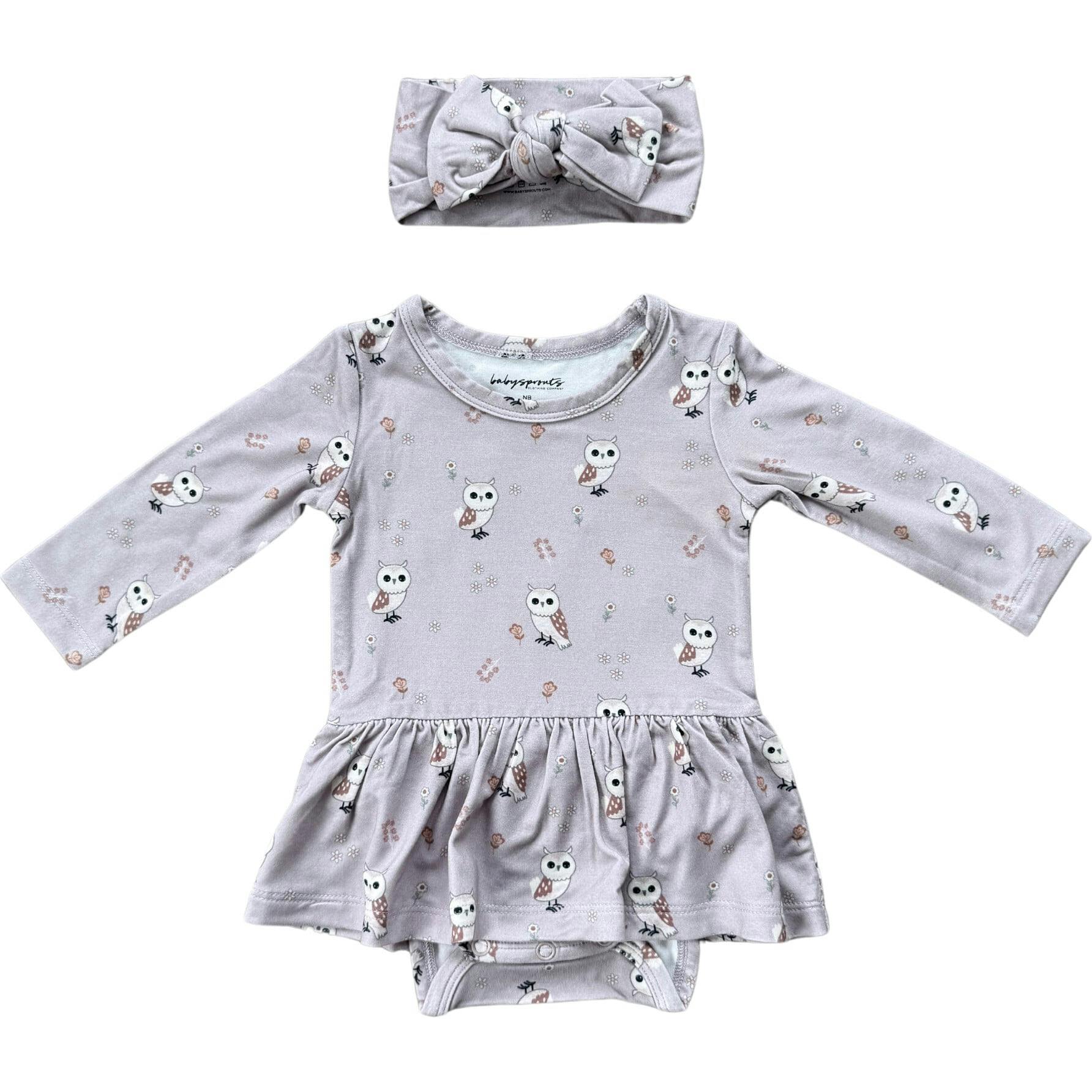 Girl's Bodysuit Dress Set Winter Floral