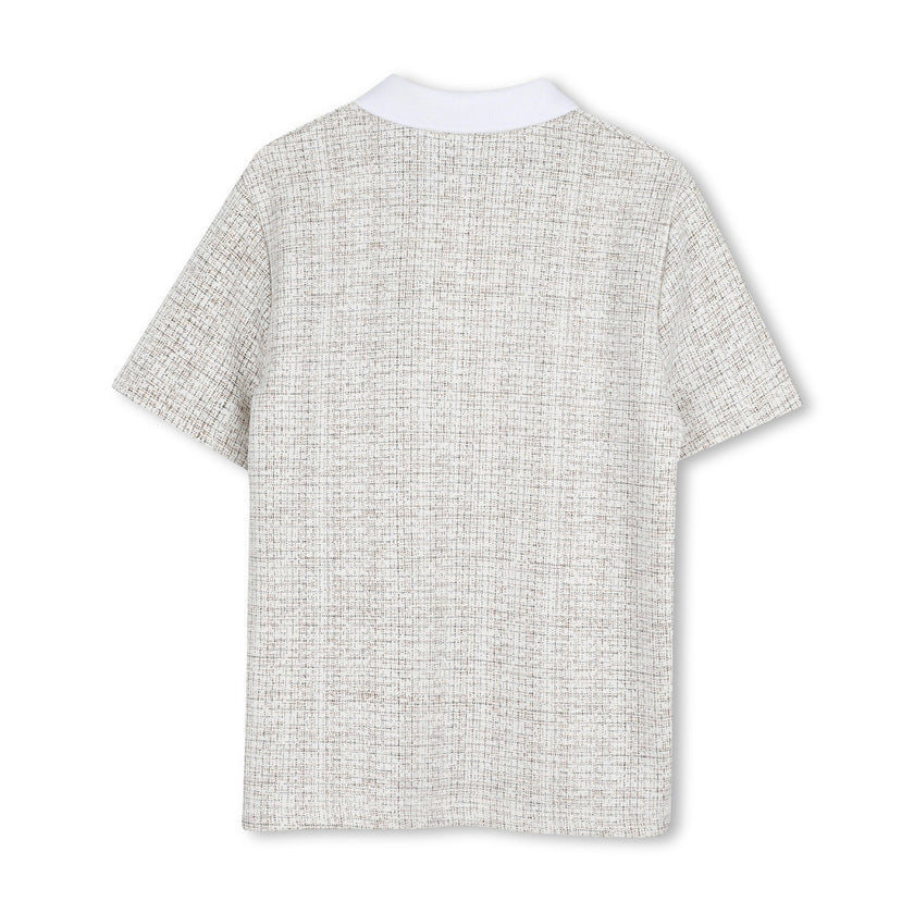 Ivory Micro-Check Polo Shirt