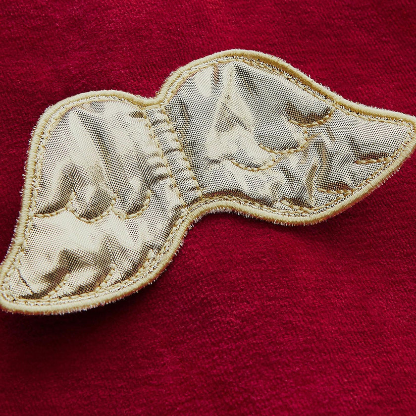 Velour Angel Wing™ Sleepsuit - Gold & Burgundy