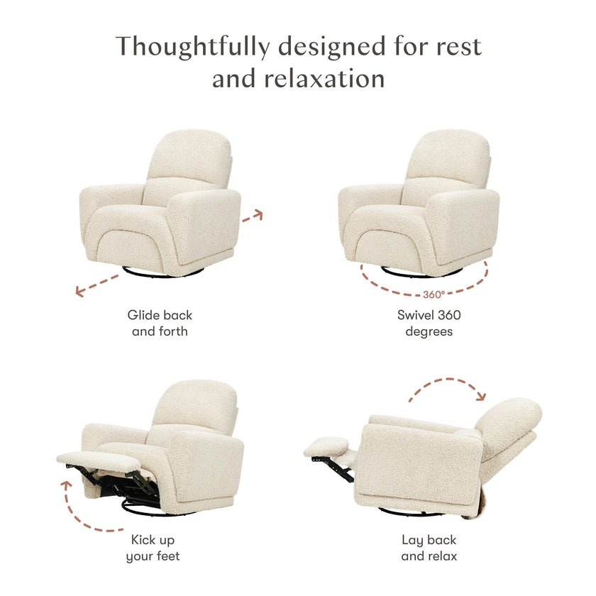 Babyletto Rainbow Recliner and Swivel Glider in Teddy Loop