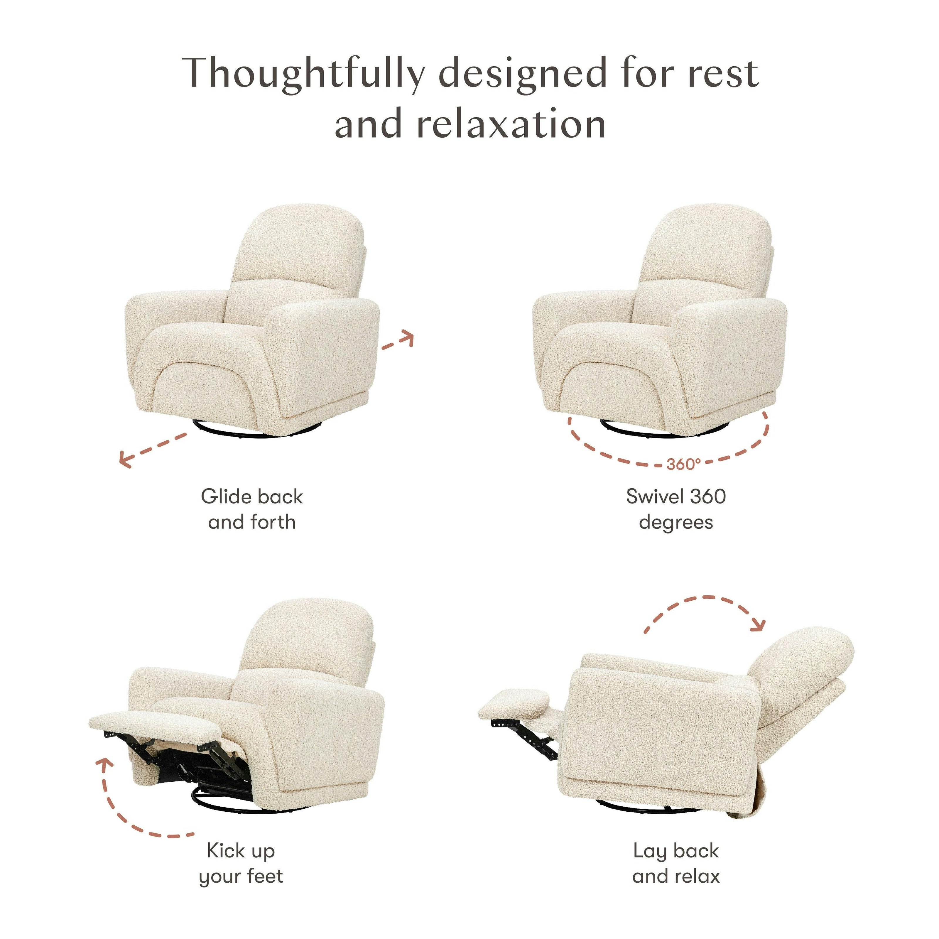 Babyletto Rainbow Recliner and Swivel Glider in Teddy Loop