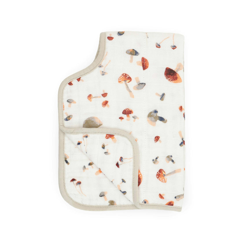 Cotton Muslin Burp Cloth - Mushrooms