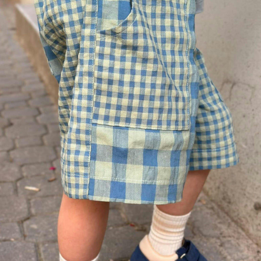 children's shorts - aqua vichy