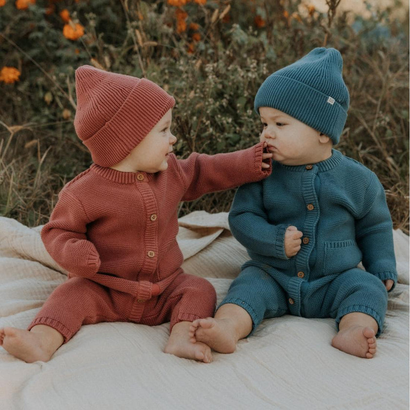 Penelope Garter Stitch Romper in Rosewood