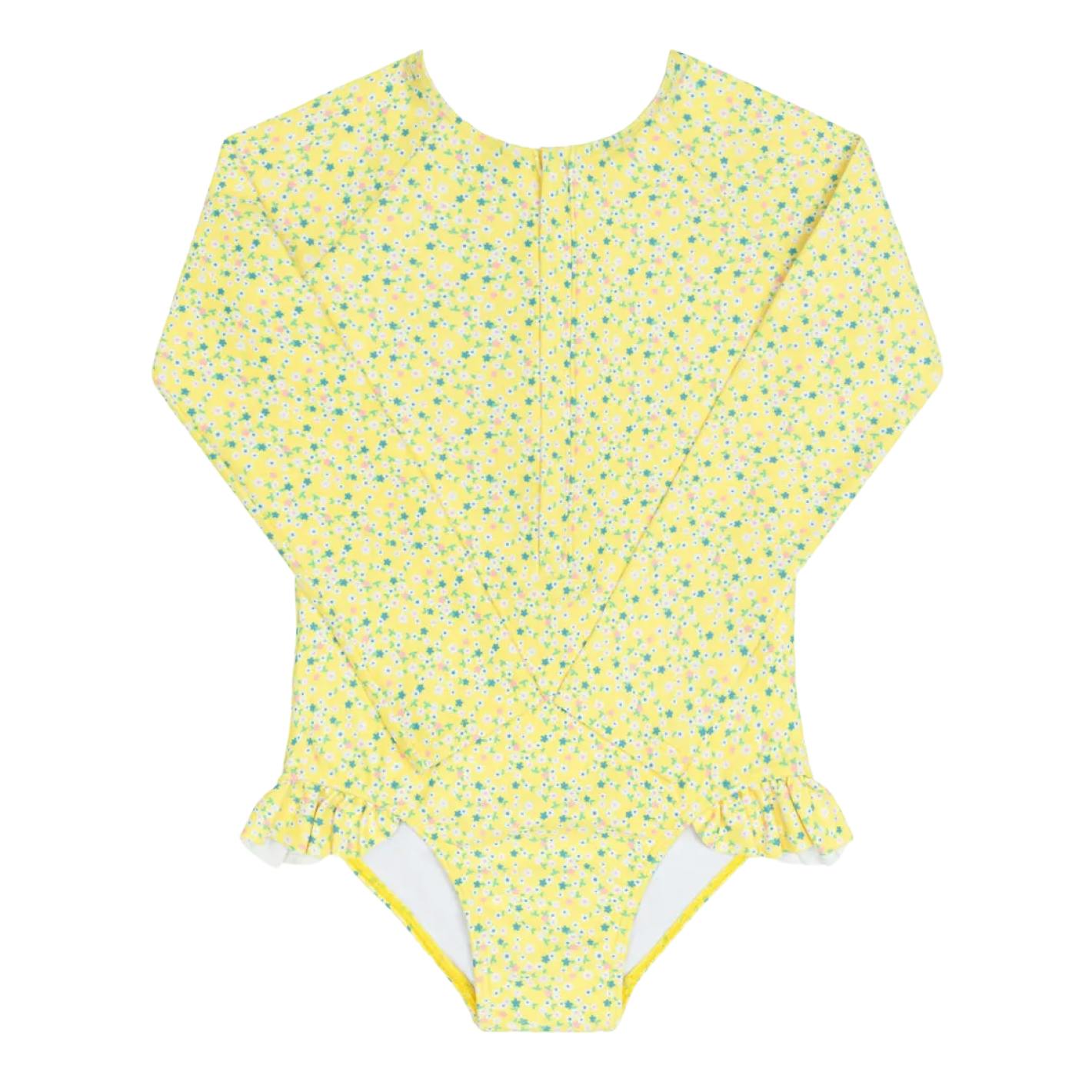 girls petite fleur front zip rashguard one piece