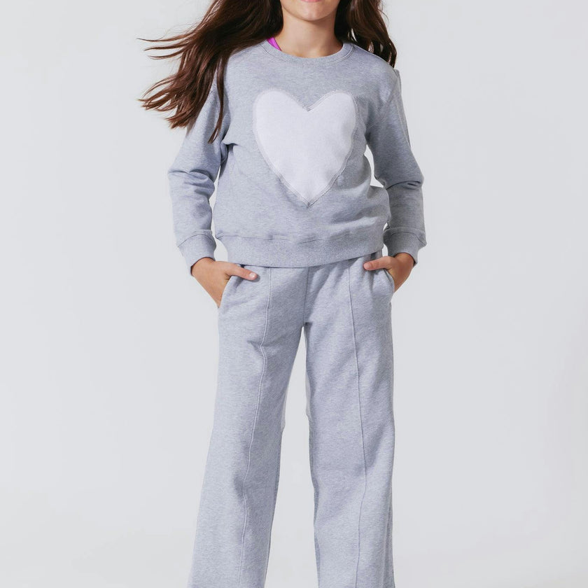 Girls Heart Seamed Crew Neck Long Sleeve Sweatshirts