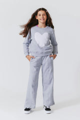 Girls Heart Seamed Crew Neck Long Sleeve Sweatshirts