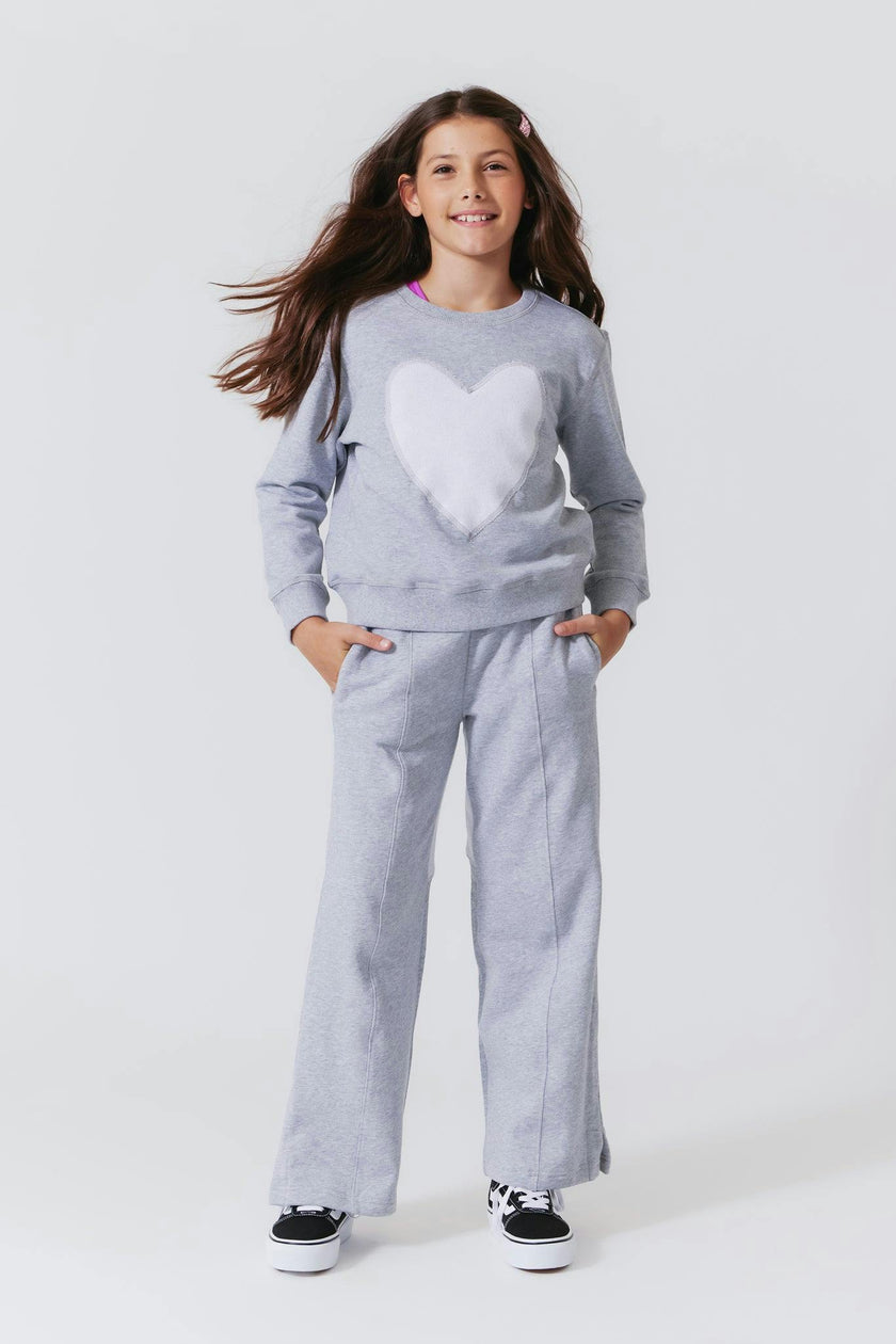 Girls Heart Seamed Crew Neck Long Sleeve Sweatshirts