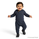 Infant Boys Hooded Sweater Romper | Navy