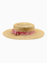Nicky Hilton x La Coqueta Pink Toile de Jouy Portia Girl Straw Hat