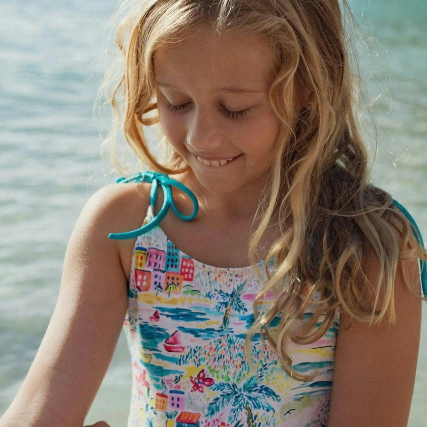 Girls' one-piece swimsuit, aqua | GIGI 1P