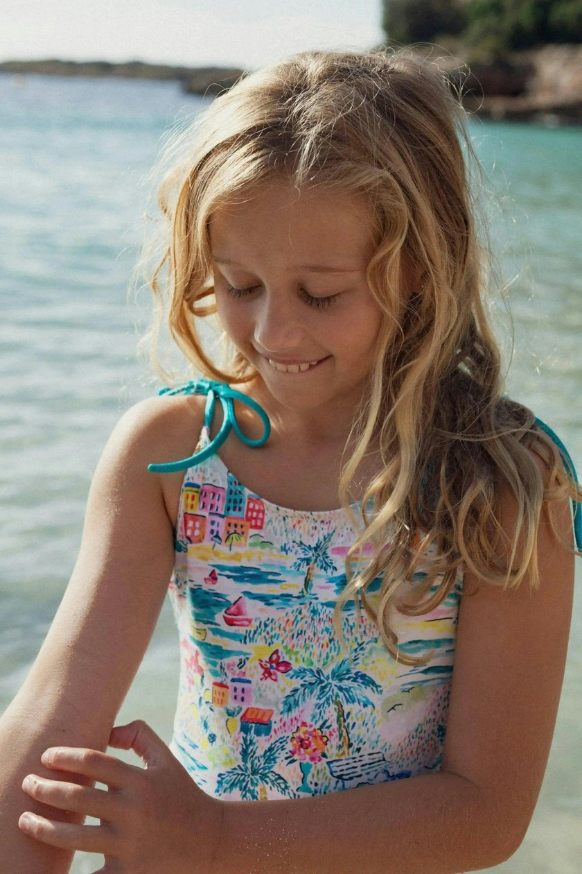 Girls' one-piece swimsuit, aqua | GIGI 1P