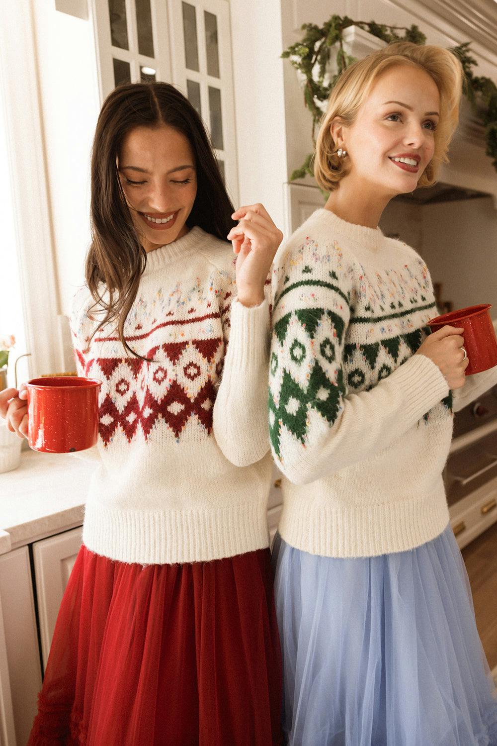 Acadia Sweater in Red & Cream