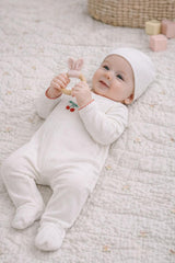 Pointelle Cherry Footie, Ivory