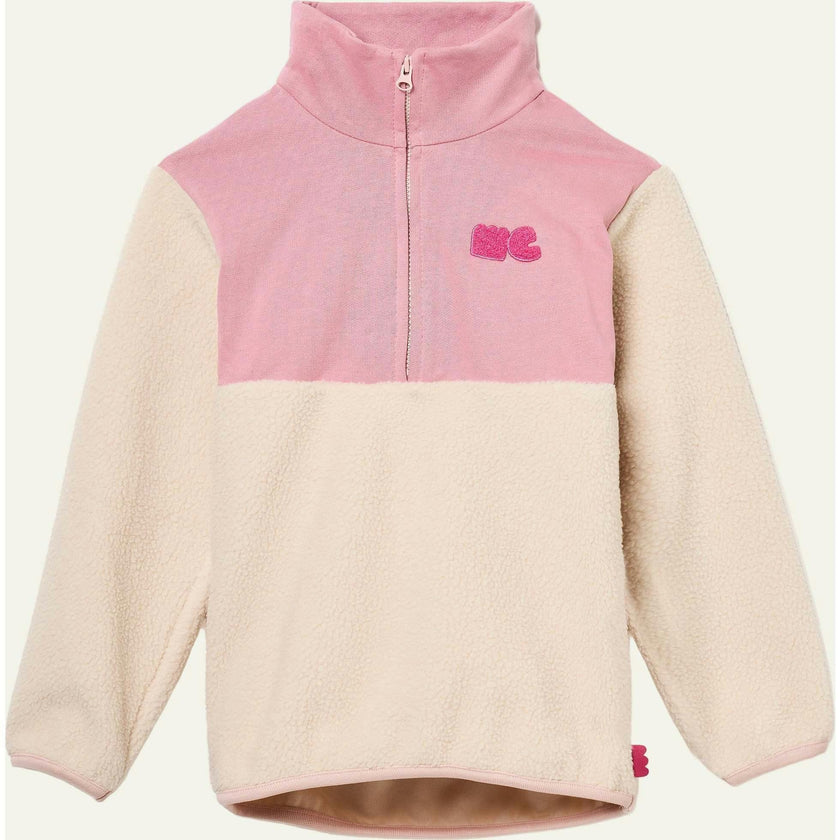 Recycled Cotton And Sherpa Pink Zipup