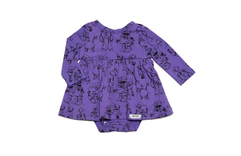 Long Sleeve Bubble Romper in Robots