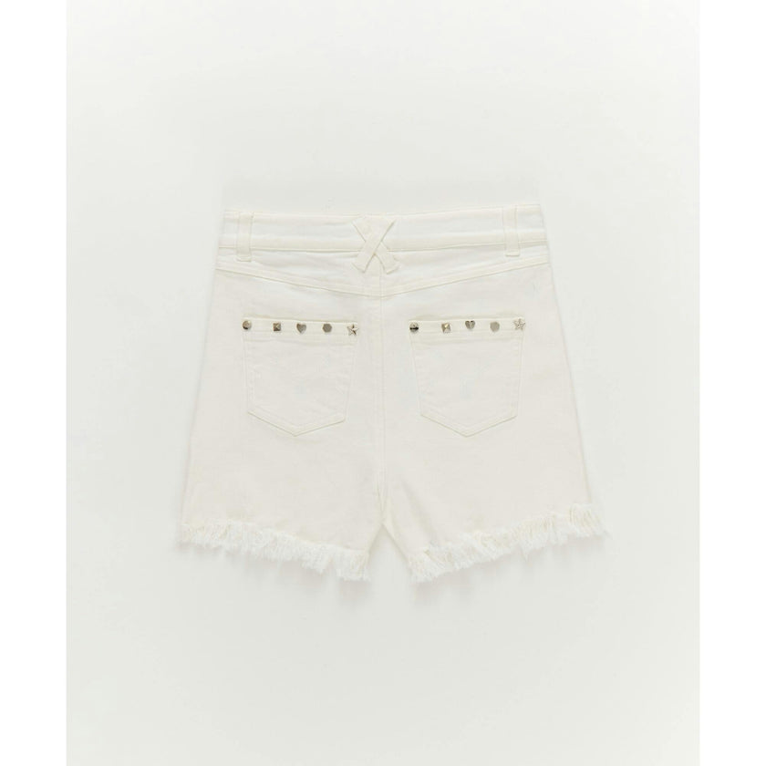 Girls Twill Stud Short in White