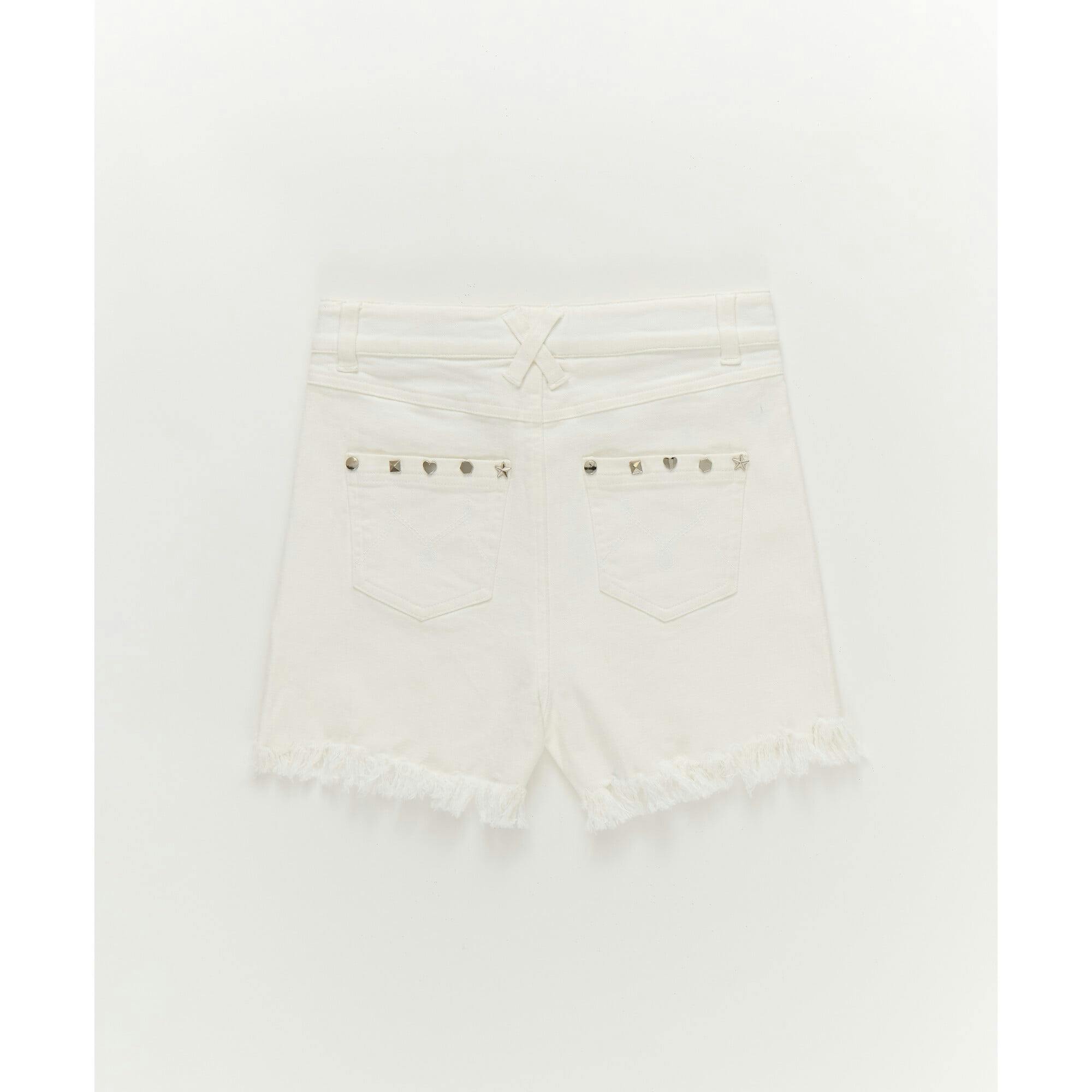 Girls Twill Stud Short in White