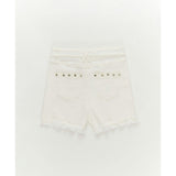 Girls Twill Stud Short in White