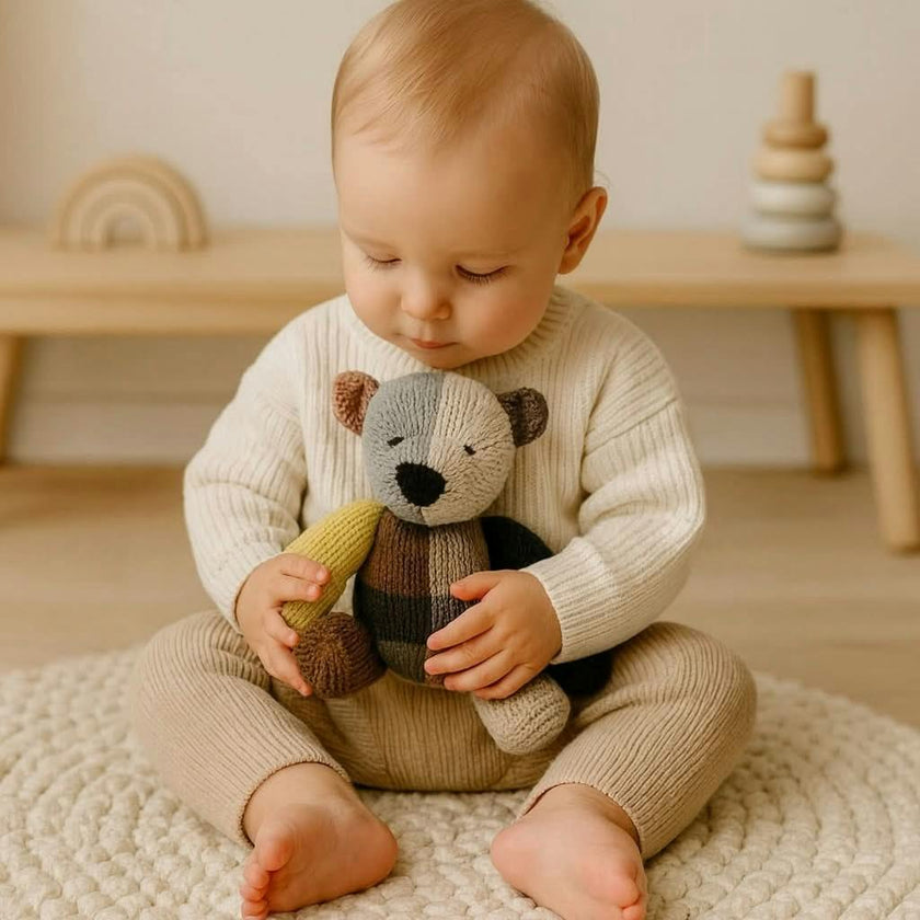 Wool Knit Buddy  | Dee the Patchwork Bear