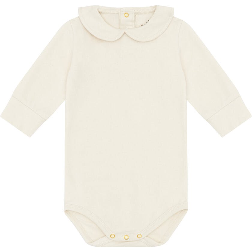 Organic Cotton Collared Long Sleeve Bodysuit, Cream