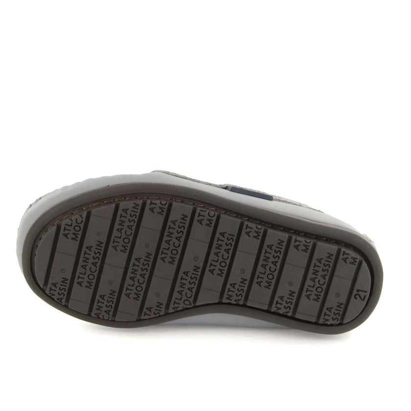 Moccasin Boot in Printed Leather, Stone Grey