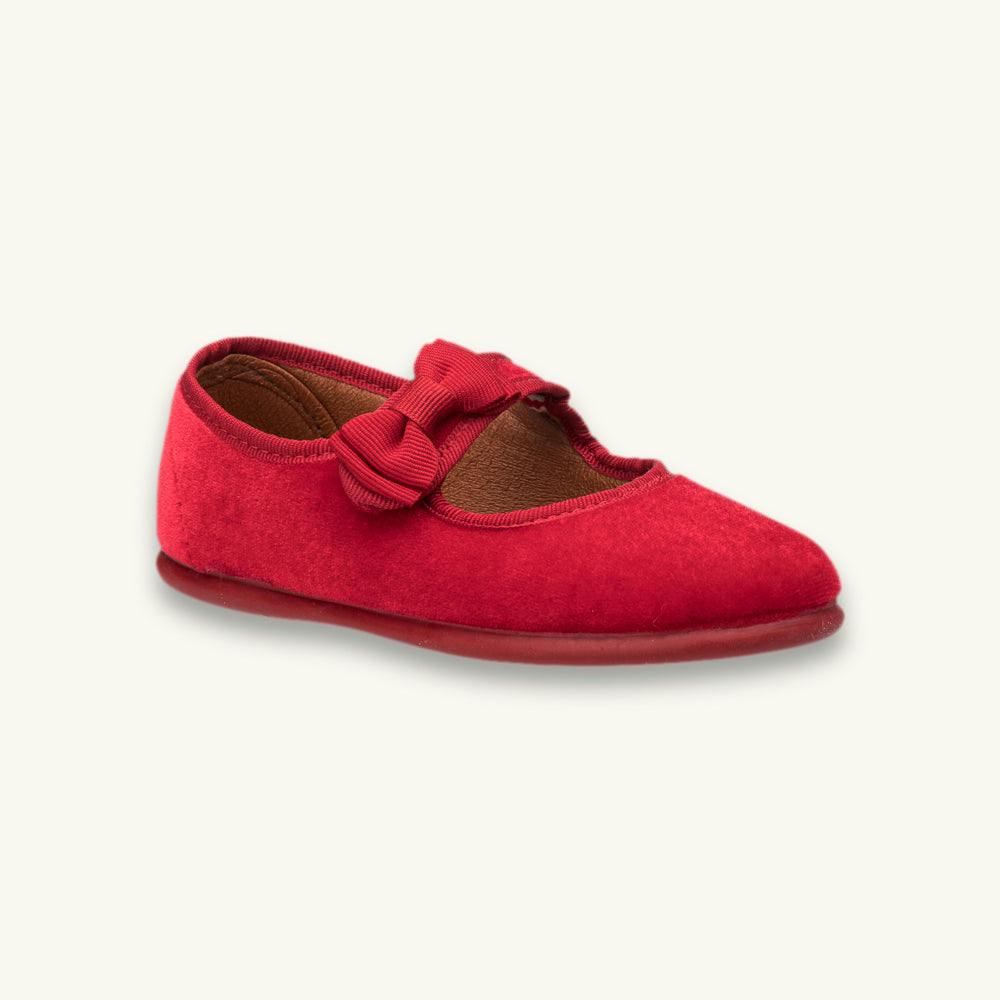 Velvet Bow Mary Jane | Red